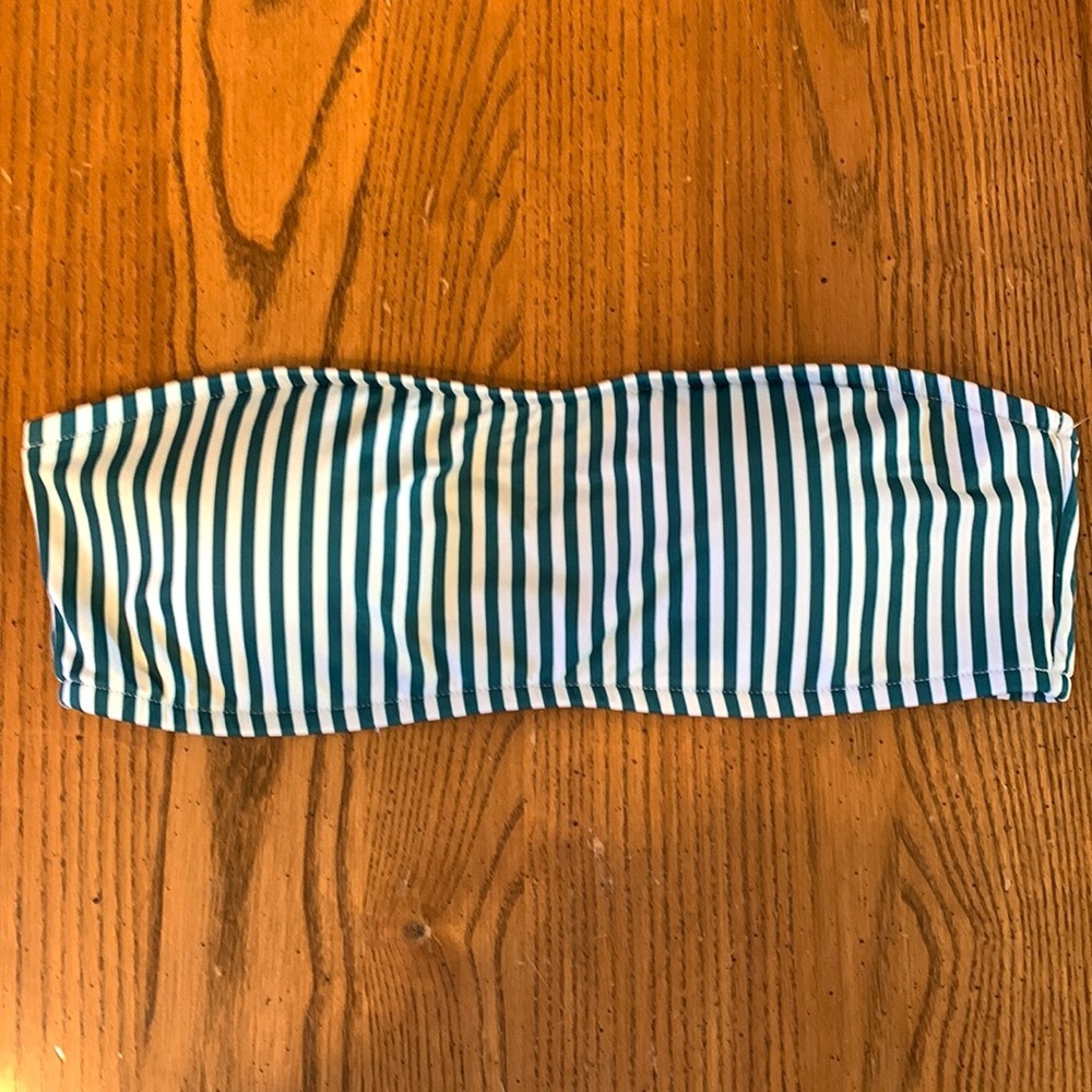 ISABELLA ROSE Avalon Bandeau Bikini Top Size Medium Green/White Stripe